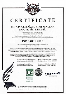 ISO 14001 2015 Sertifikamız